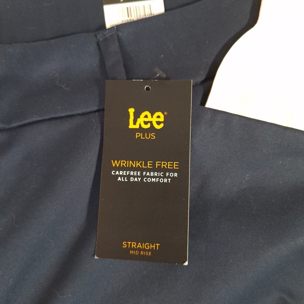 Lee Navy Blue Slacks Pants 18W Women's Straight Leg Mid Rise Stretch Work NWT - Picture 4 of 11